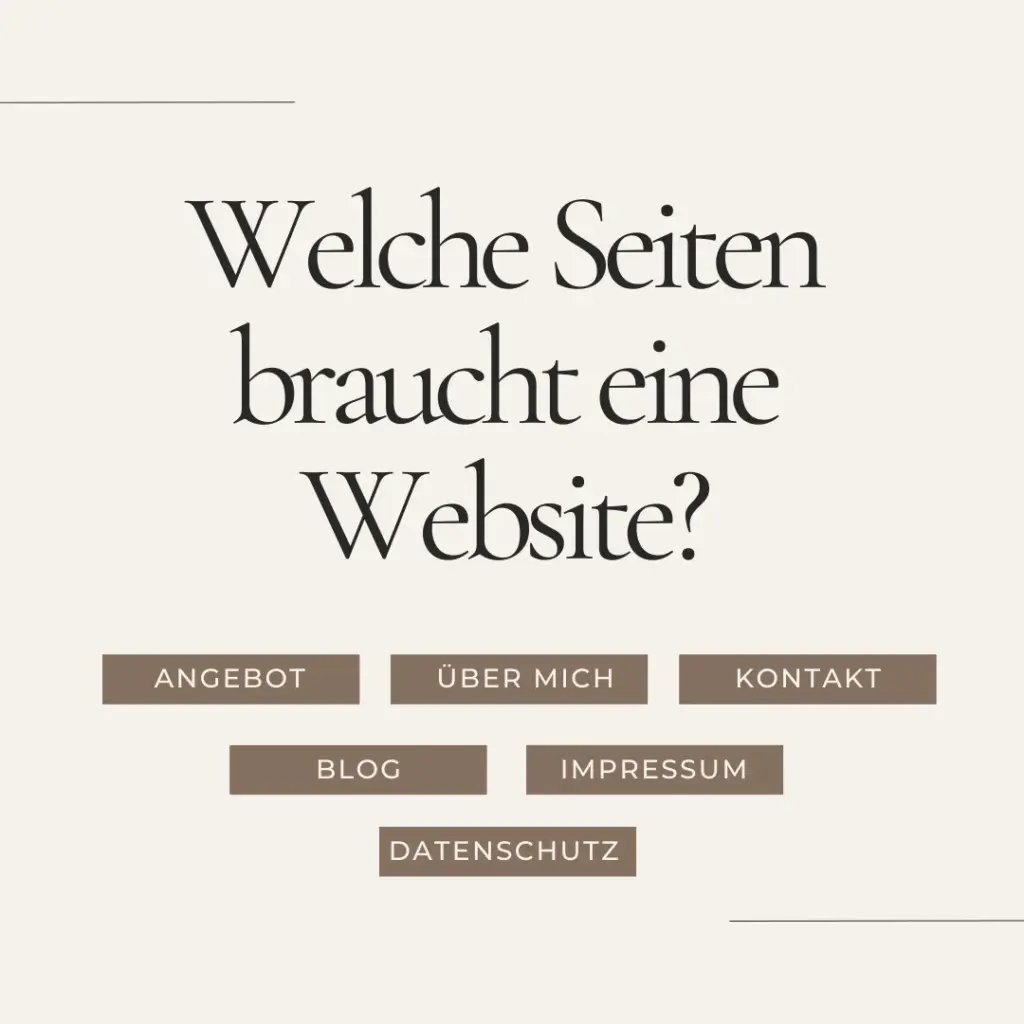 Welche Seiten braucht eine Website ? Angebot, über mich, Kontakt, Blog, Impressum und die Datenschutzerklärung