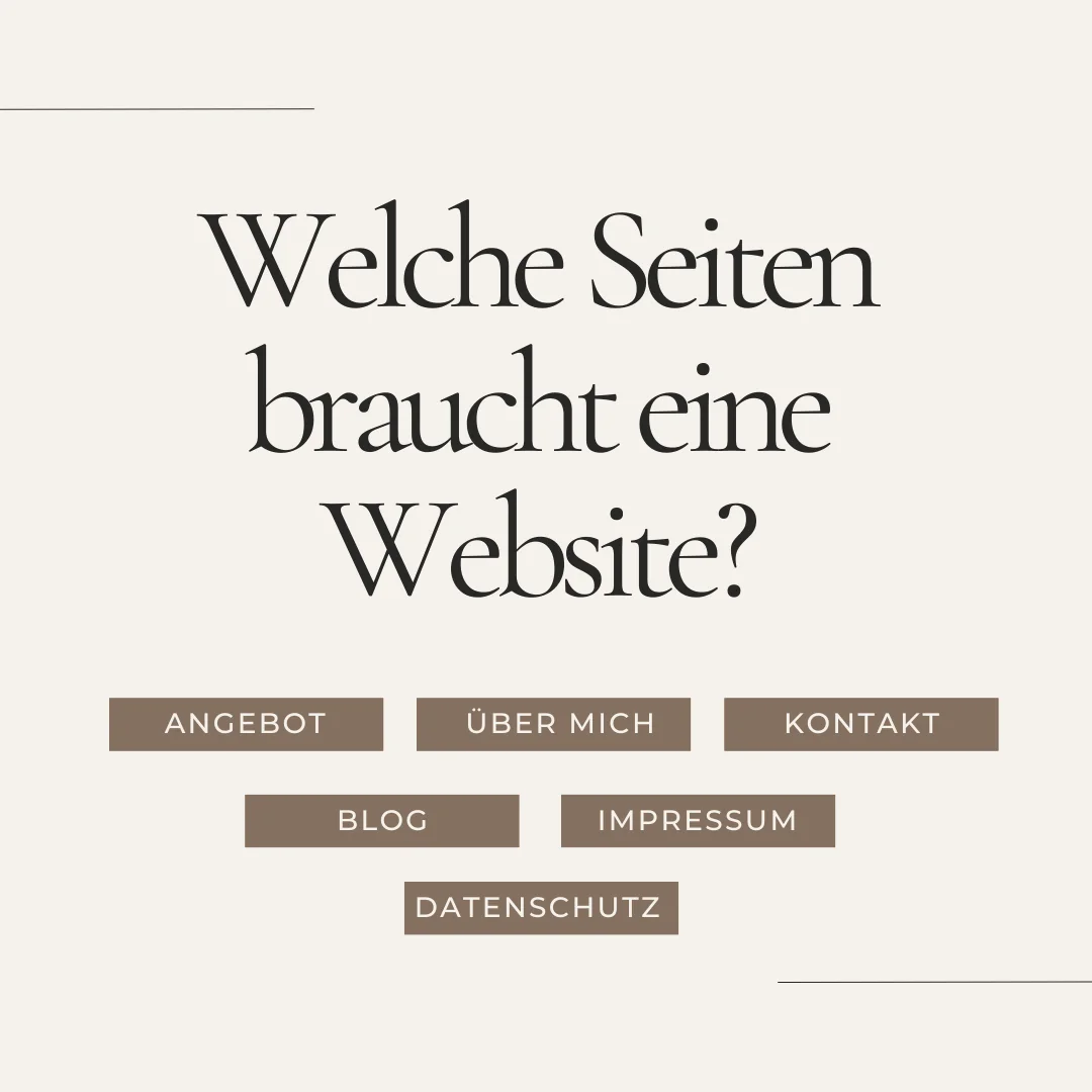 Welche Seiten braucht eine Website ? Angebot, über mich, Kontakt, Blog, Impressum und die Datenschutzerklärung